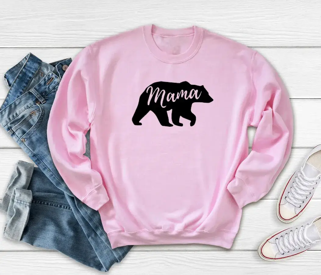 Mama Bear Print Grey Sweatshirt for Women - Image 8
