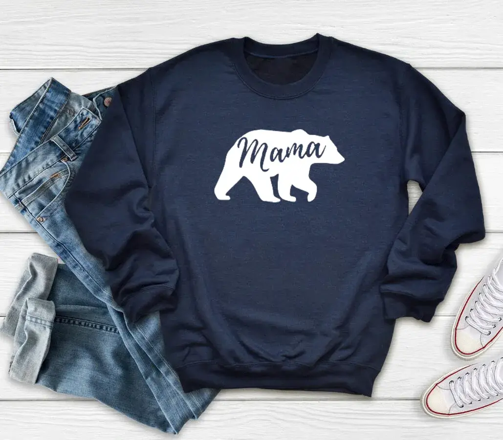 Mama Bear Print Grey Sweatshirt for Women - Image 9