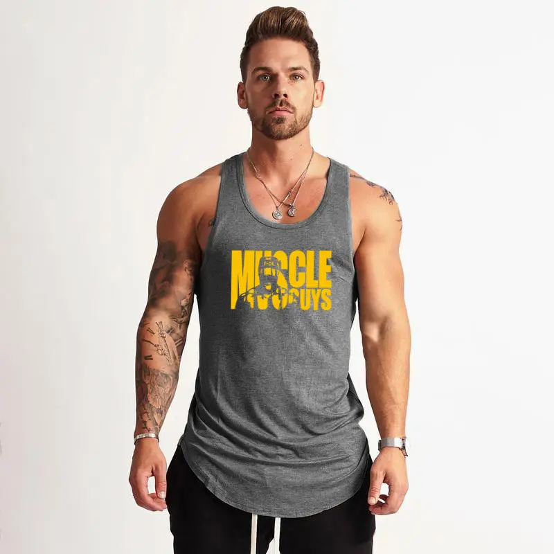 Men Muscle Fitness Sleeveless Cotton T-Shirt Maroon - Image 2