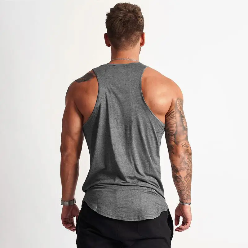 Men's Gray American Flag Muscle Vest