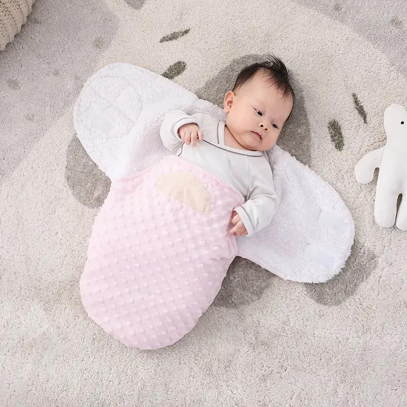 Newborn Anti-startle Swaddling Blanket Double Layer Pink - Image 6