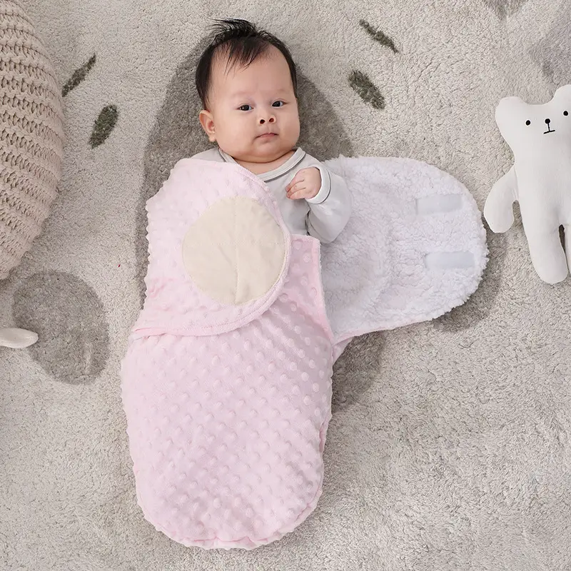 Newborn Anti-startle Swaddling Blanket Double Layer Pink - Image 7