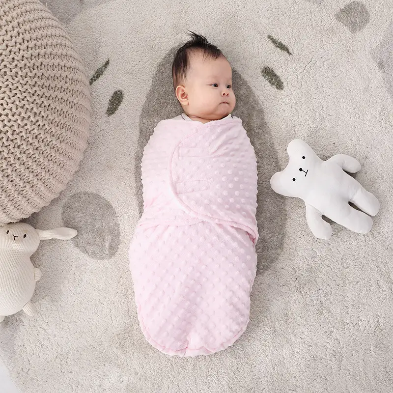 Newborn Anti-startle Swaddling Blanket Double Layer Pink - Image 8