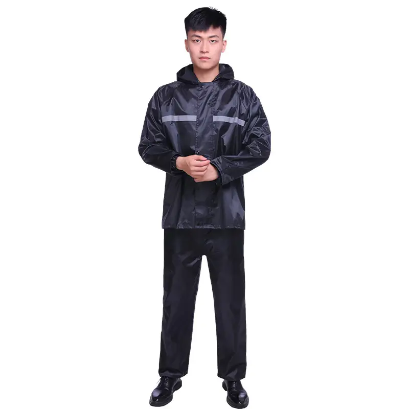 Men's Black Reflective Raincoat Suit Motorcycle Wear - Image 6