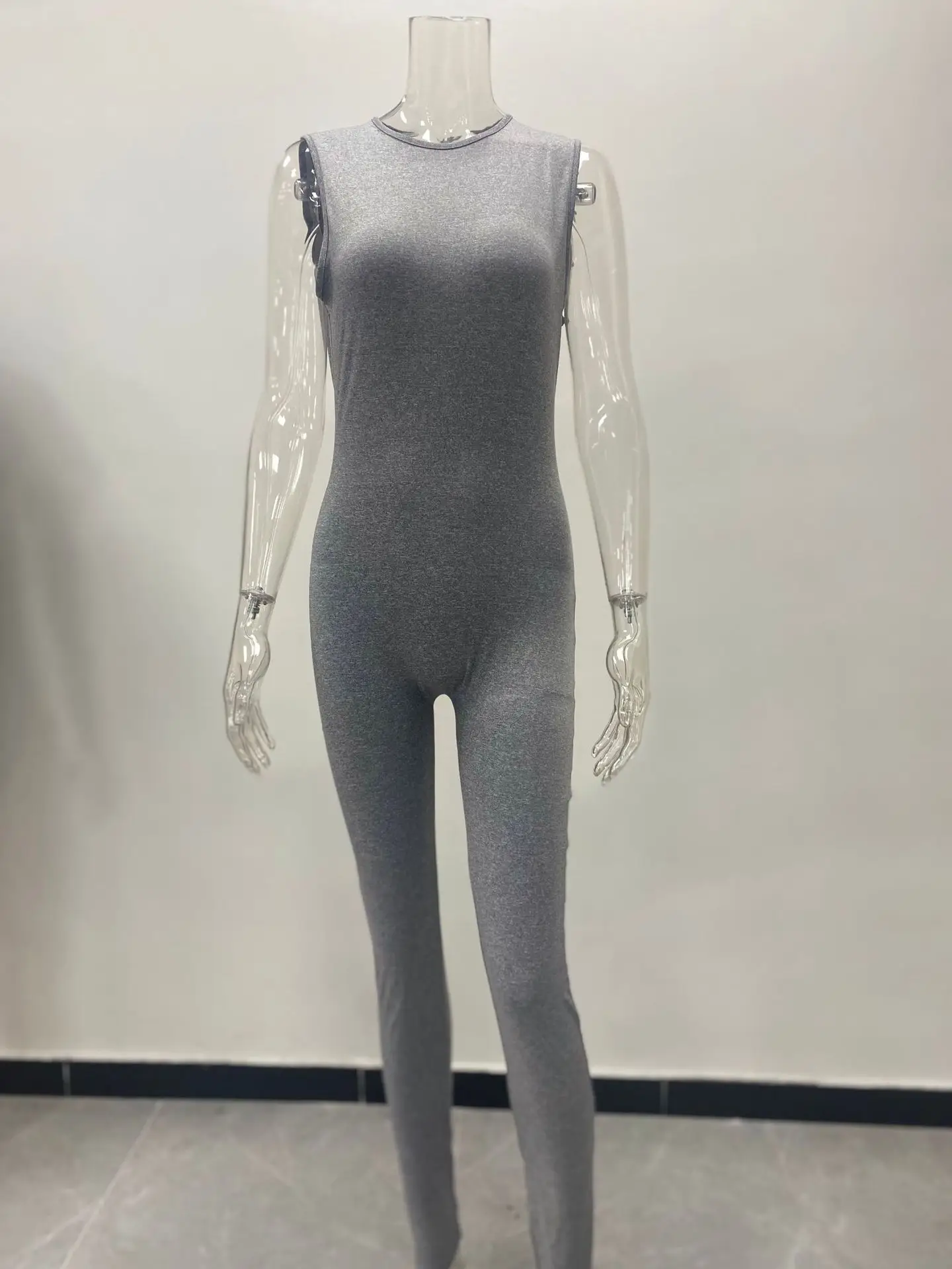 Women Polyester Jumpsuit Thick Casual Pants Grey — feature 21