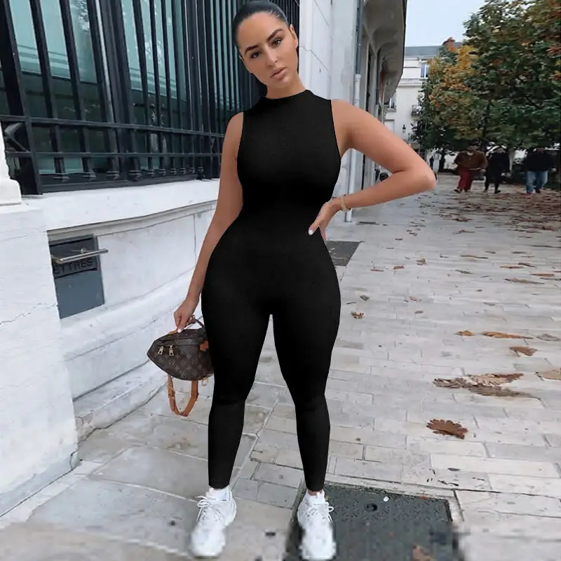 Women Polyester Jumpsuit Thick Casual Pants Grey - Image 3