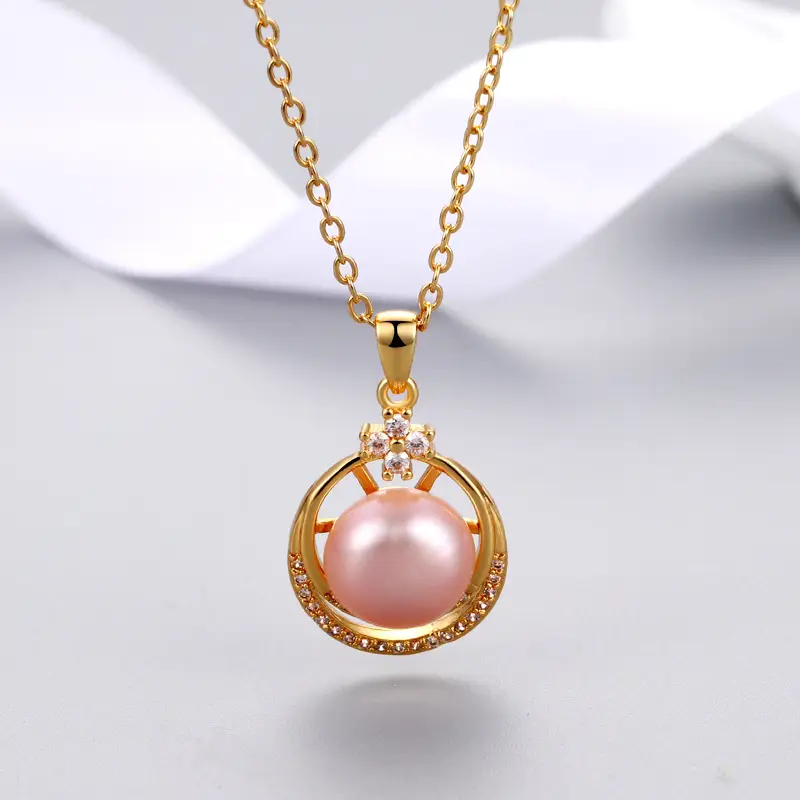 Freshwater Pearl Micro-Inlaid Zircon Double-Strand Pendant - Image 9