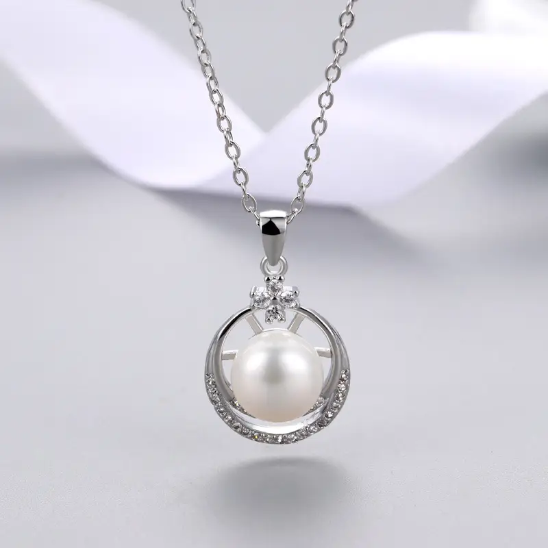 Freshwater Pearl Micro-Inlaid Zircon Double-Strand Pendant - Image 3
