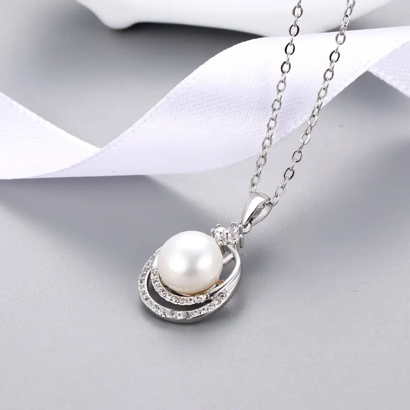 Freshwater Pearl Micro-Inlaid Zircon Double-Strand Pendant - Image 5