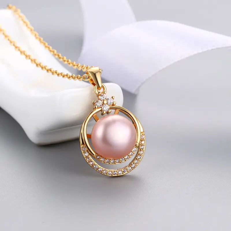 Freshwater Pearl Micro-Inlaid Zircon Double-Strand Pendant - Image 6