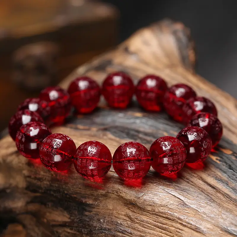 Great Compassion Curse Duobao Bracelet Beeswax Amber Tea Purple Lamper Blood Purple 108 Bead