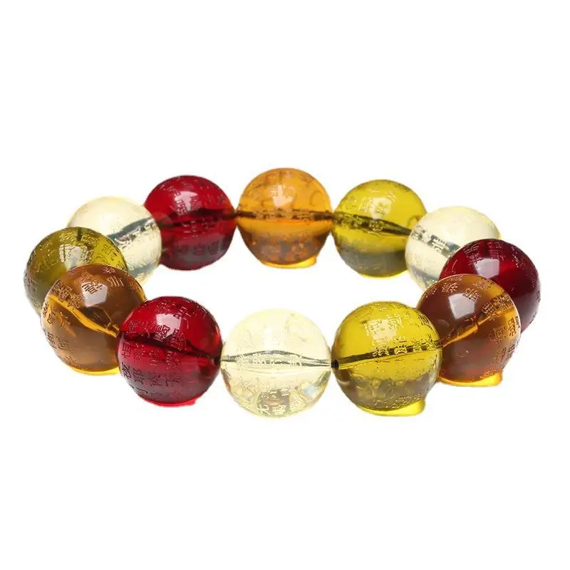 Great Compassion Curse Duobao Bracelet Beeswax Amber Tea Purple Lamper Blood Purple 108 Bead
