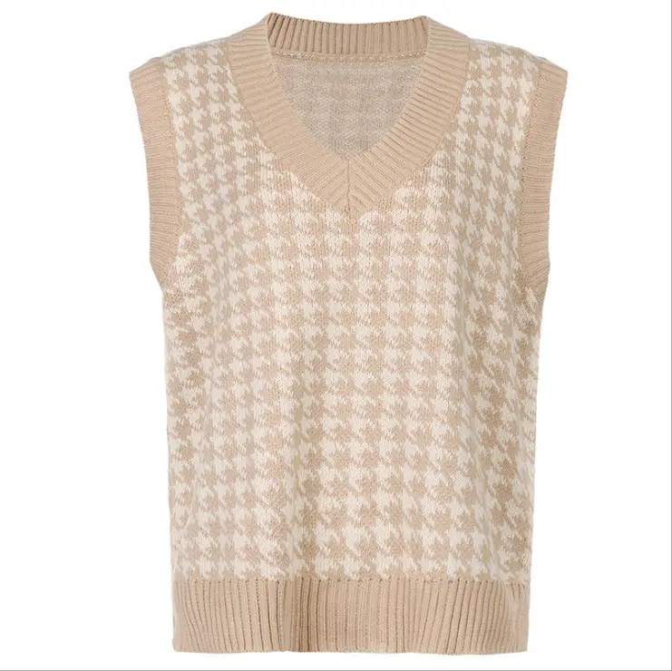 2020 Houndstooth Knit Sleeveless Tank Top for Women - Image 3