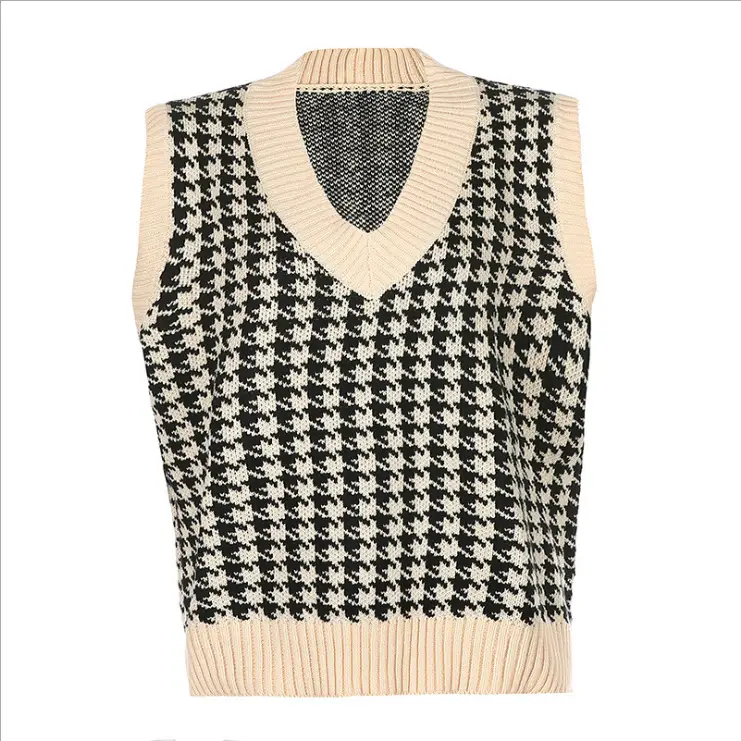 2020 Houndstooth Knit Sleeveless Tank Top for Women - Image 4