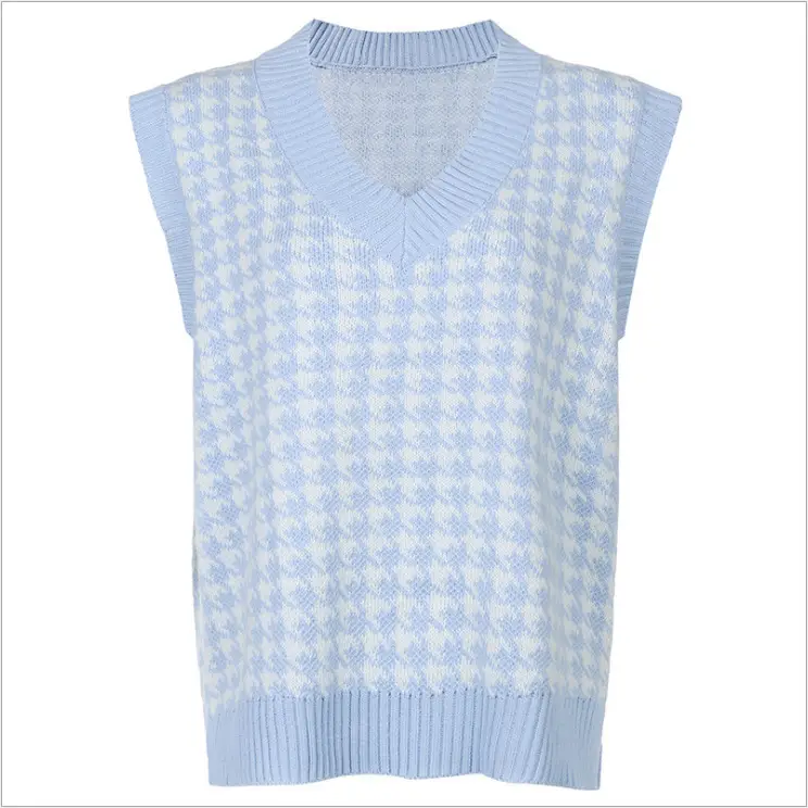 2020 Houndstooth Knit Sleeveless Tank Top for Women - Image 5