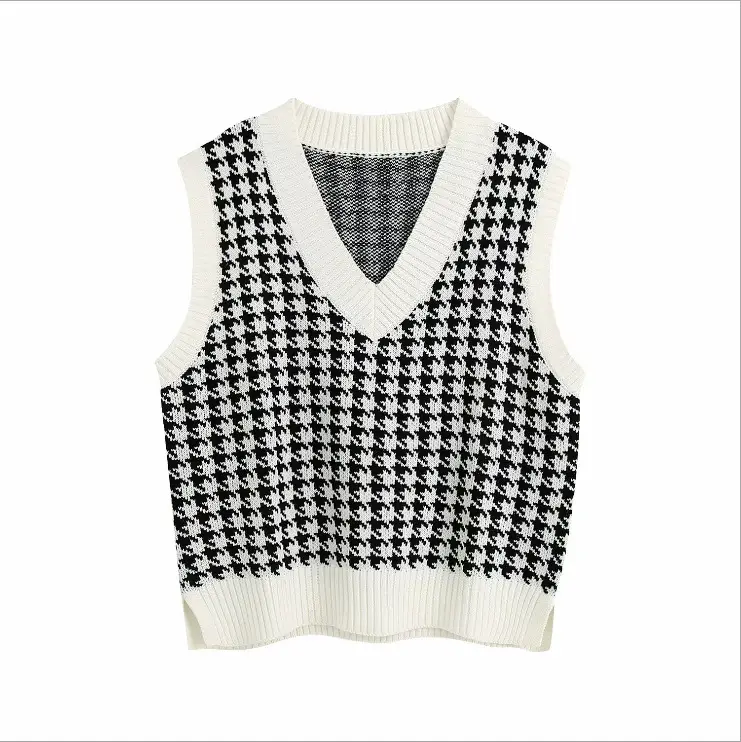 2020 Houndstooth Knit Sleeveless Tank Top for Women - Image 6