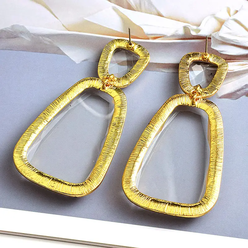 Golden Geometric Earrings for Women