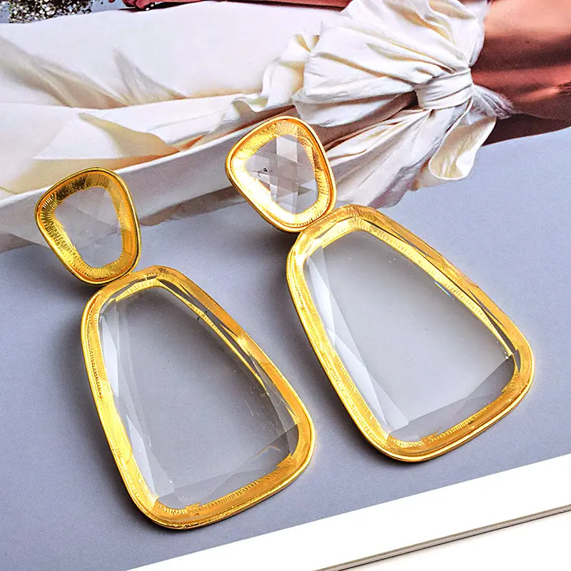 Golden Geometric Earrings for Women