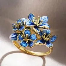 Blue Peacock Adjustable Silver Ring for Women — feature 16