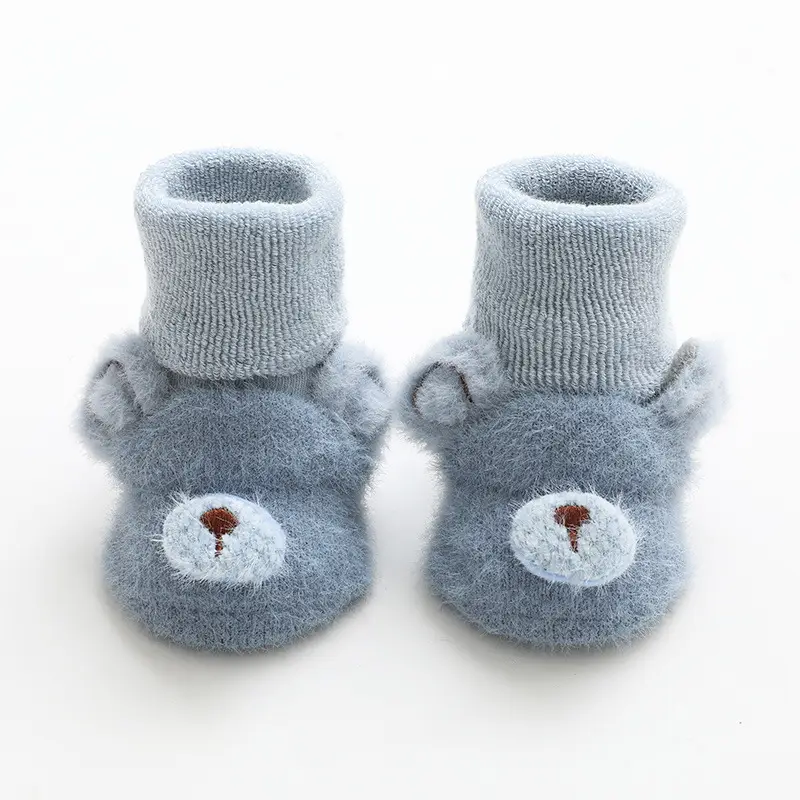 New Arrival Terry Thickened Baby Floor Socks Blue Bear Design - Image 3