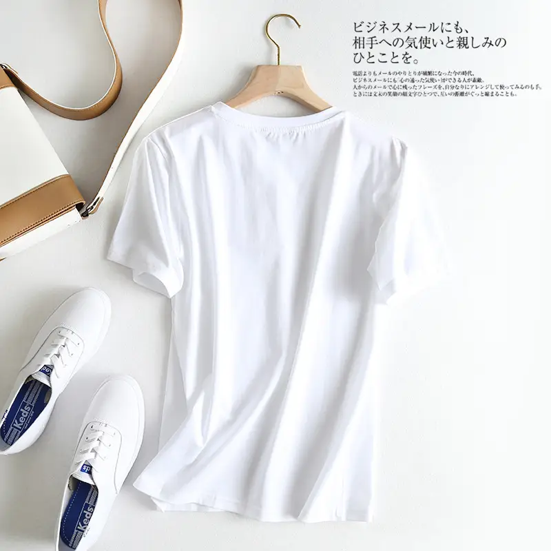 Women White T-Shirt with Gold Duck Embroidery - Image 3