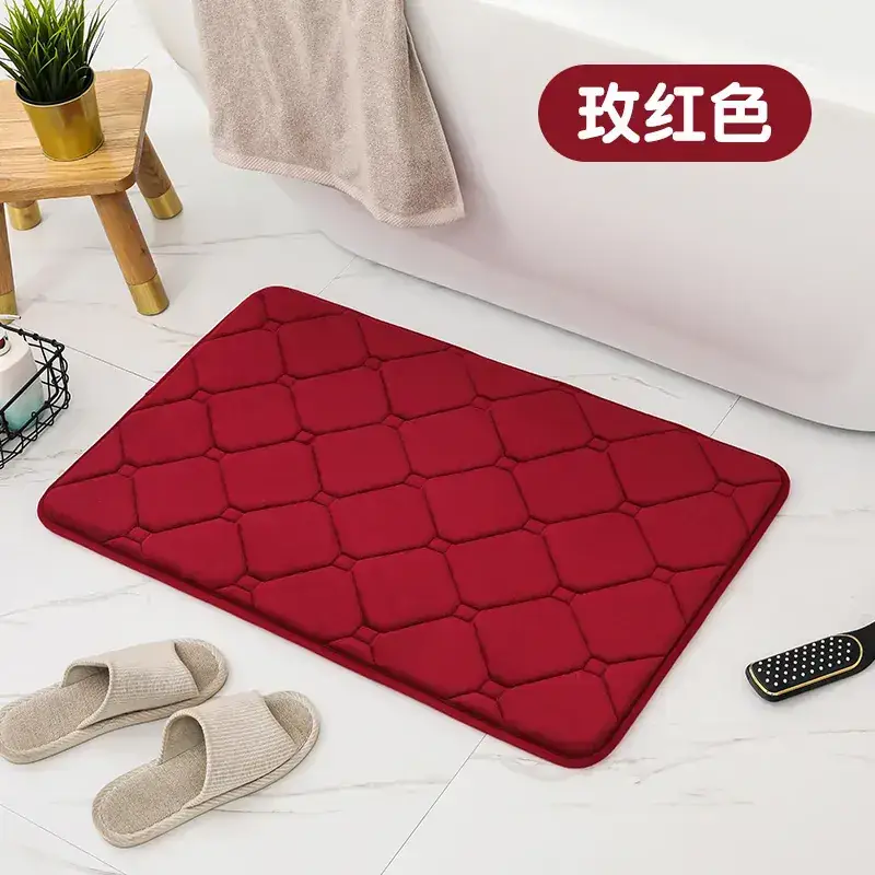 Red Water Absorbent Floor Mat for Bathroom & Kitchen - Image 4