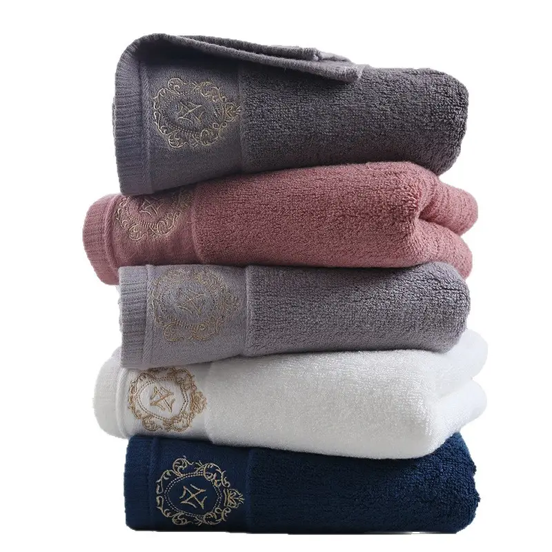 White Embroidered Bamboo Fiber Towel with Logo - Image 10