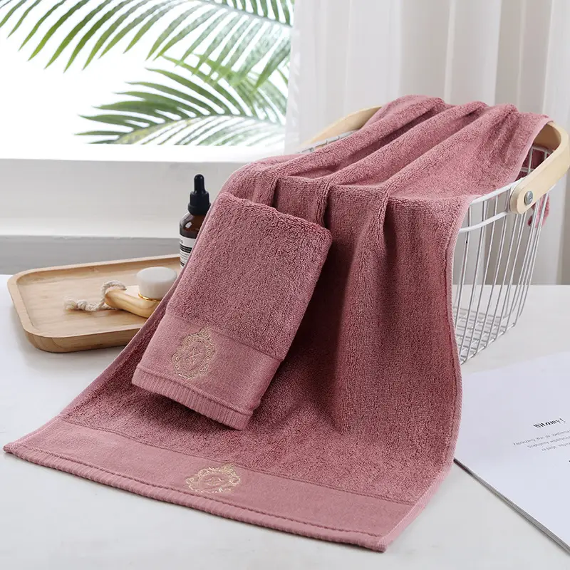 White Embroidered Bamboo Fiber Towel with Logo - Image 2