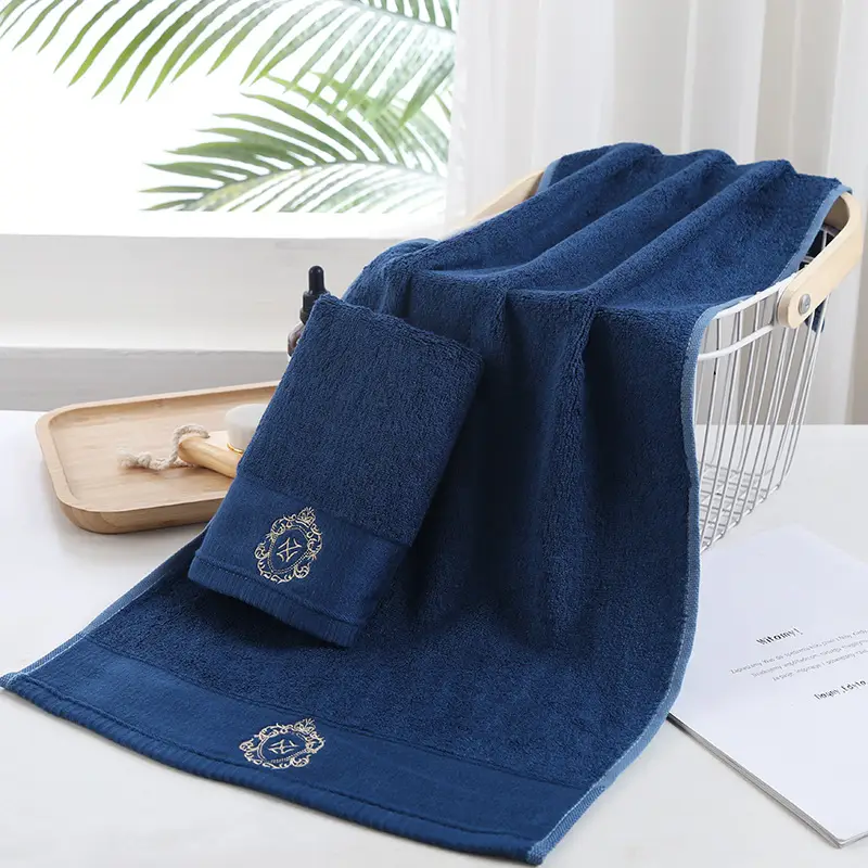 White Embroidered Bamboo Fiber Towel with Logo - Image 3
