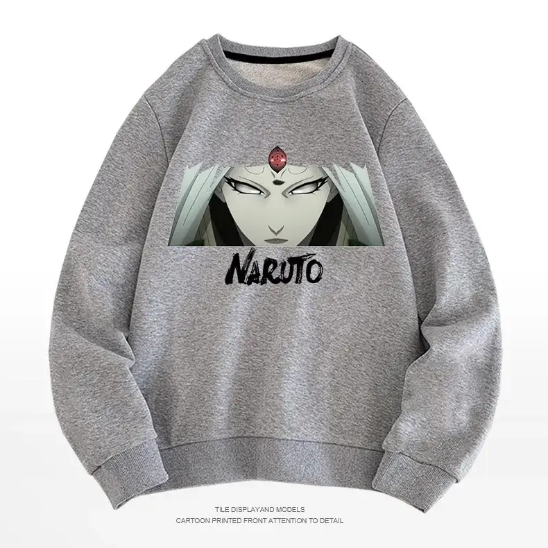 Naruto Anime Crewneck Sweatshirt Grey Long Sleeve - Image 6