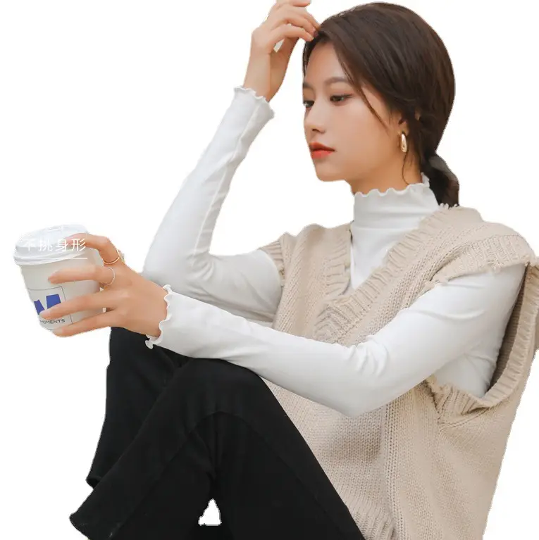 Women Fleece Turtleneck Black Bag Shoulder Bag - Image 10