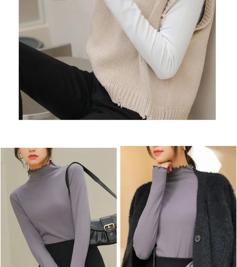 Women Fleece Turtleneck Black Bag Shoulder Bag — feature 24