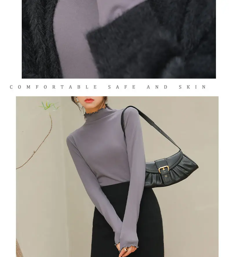 Women Fleece Turtleneck Black Bag Shoulder Bag — feature 26