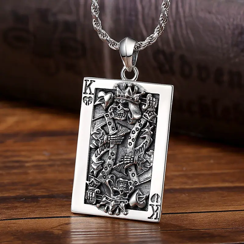 Men's Retro Silver Heart Pendant Necklace 925 Sterling - Image 6