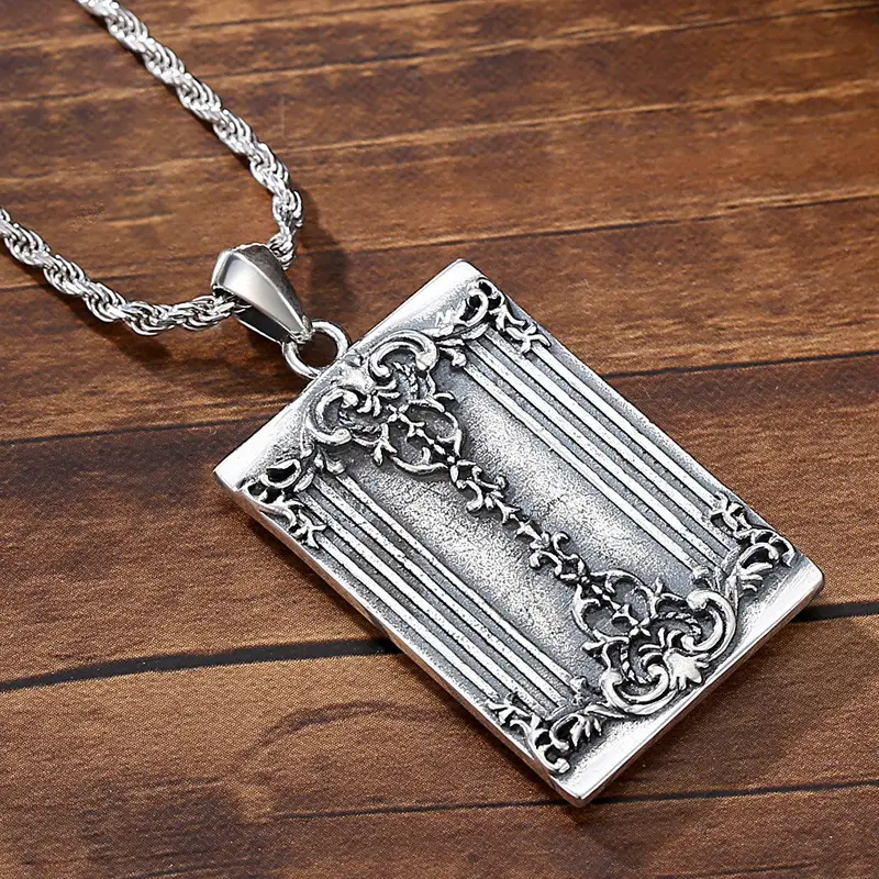 Men's Retro Silver Heart Pendant Necklace 925 Sterling - Image 8