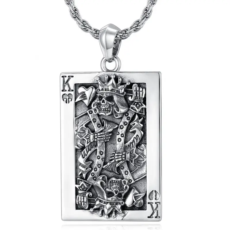 Men's Retro Silver Heart Pendant Necklace 925 Sterling - Image 9