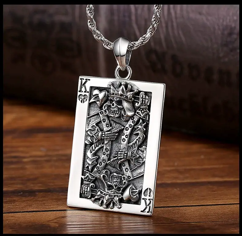 Men's Retro Silver Heart Pendant Necklace 925 Sterling — feature 4