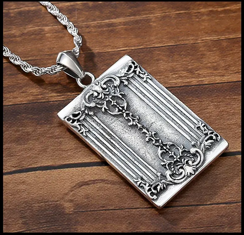 Men's Retro Silver Heart Pendant Necklace 925 Sterling — feature 6