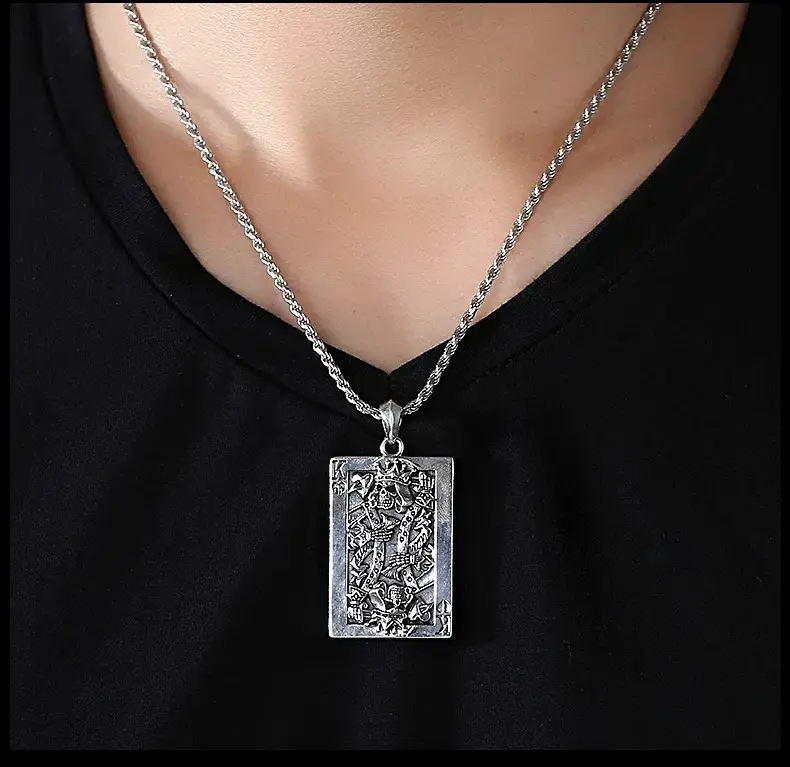 Men's Retro Silver Heart Pendant Necklace 925 Sterling — feature 7