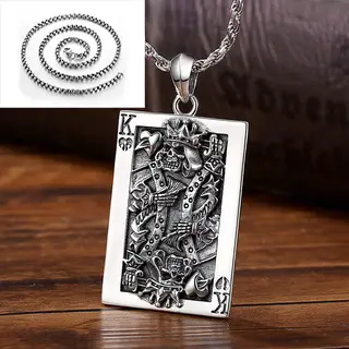 Men's Retro Silver Heart Pendant Necklace 925 Sterling - Image 2