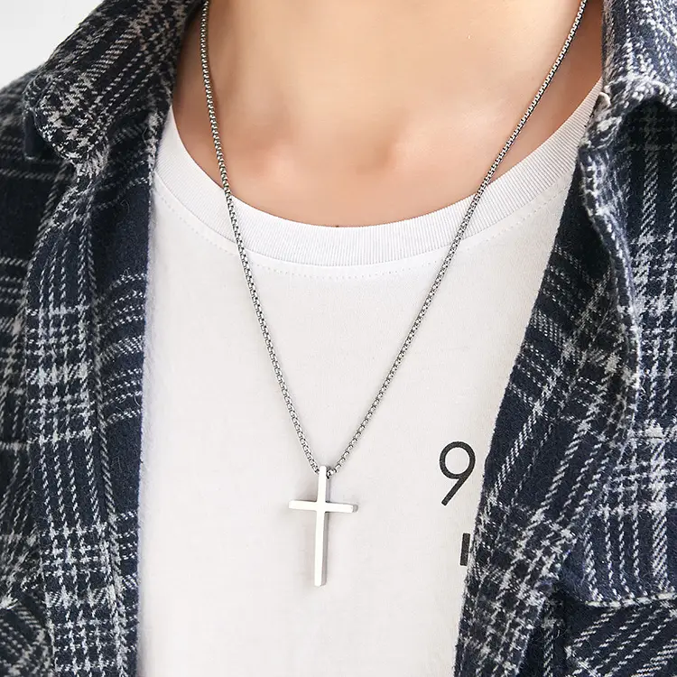 Titanium Cross Necklace Men Women Korean Style - Image 5