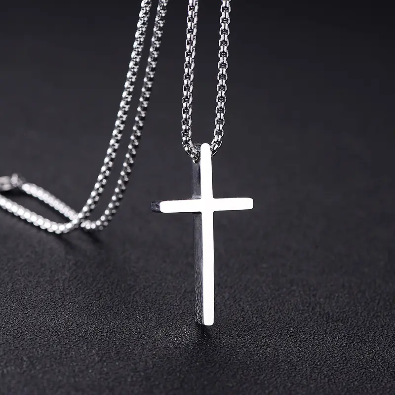 Titanium Cross Necklace Men Women Korean Style - Image 2