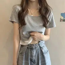 Autumn Black Fake Two-Piece Top with High Waist & Square Collar — feature 23