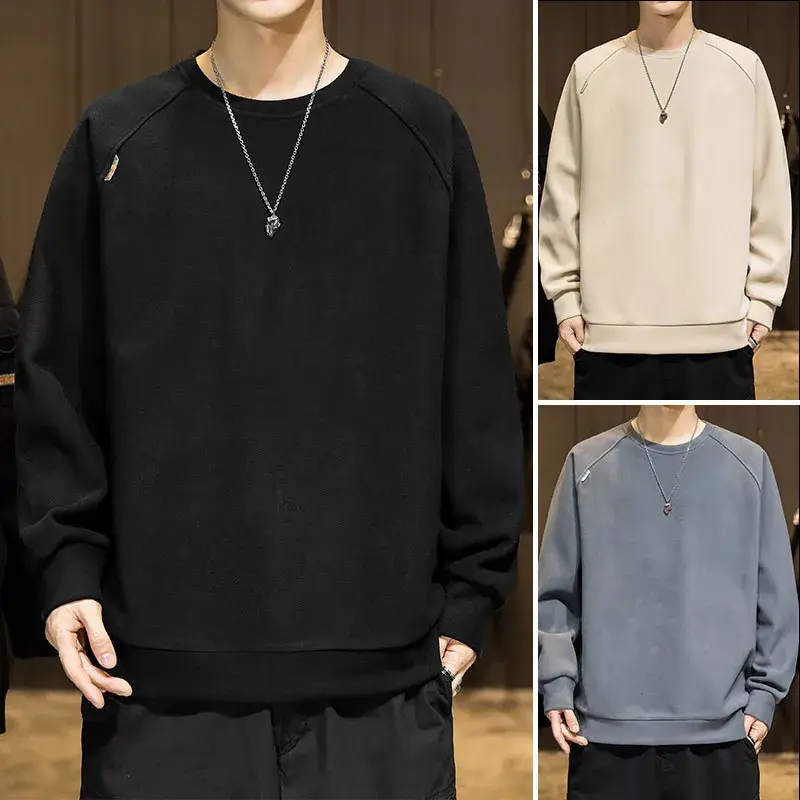 2020 Winter Black Velvet Sweatshirt for Men - Image 4