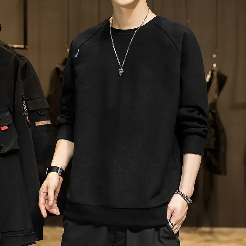 2020 Winter Black Velvet Sweatshirt for Men - Image 3