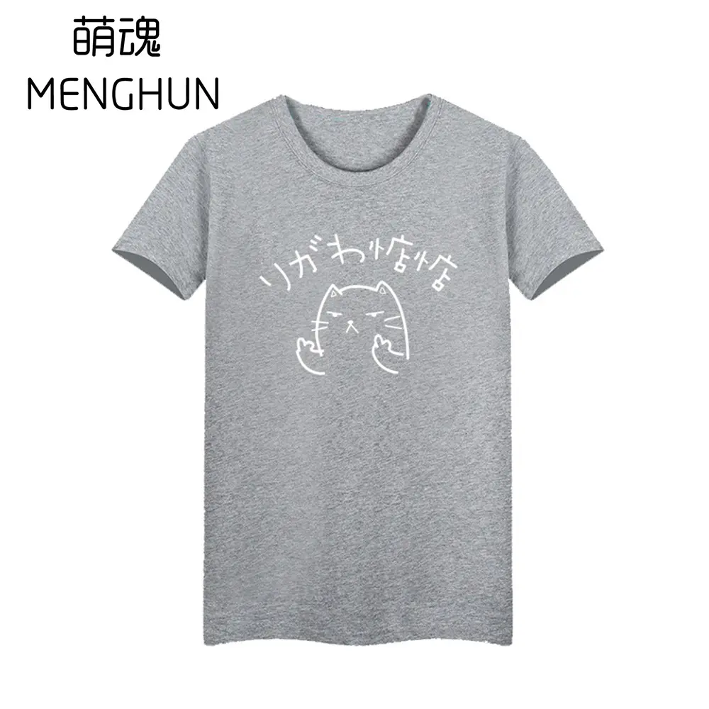 Cute Kitten Printed Pure Cotton T-Shirt Gray - Image 3