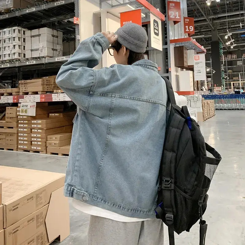 Men's 2020 Denim Jacket Baseball Style Loose All-match Casual - Image 4