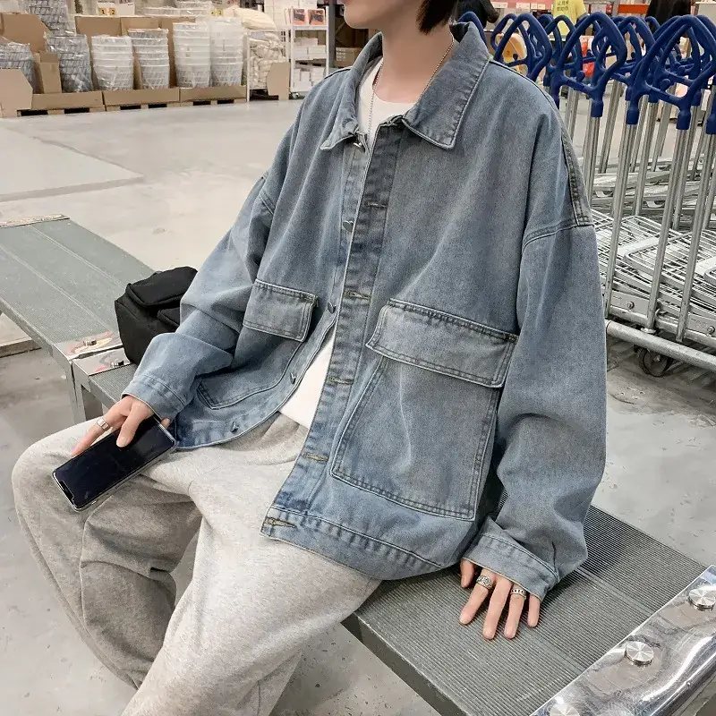 Men's 2020 Denim Jacket Baseball Style Loose All-match Casual - Image 5