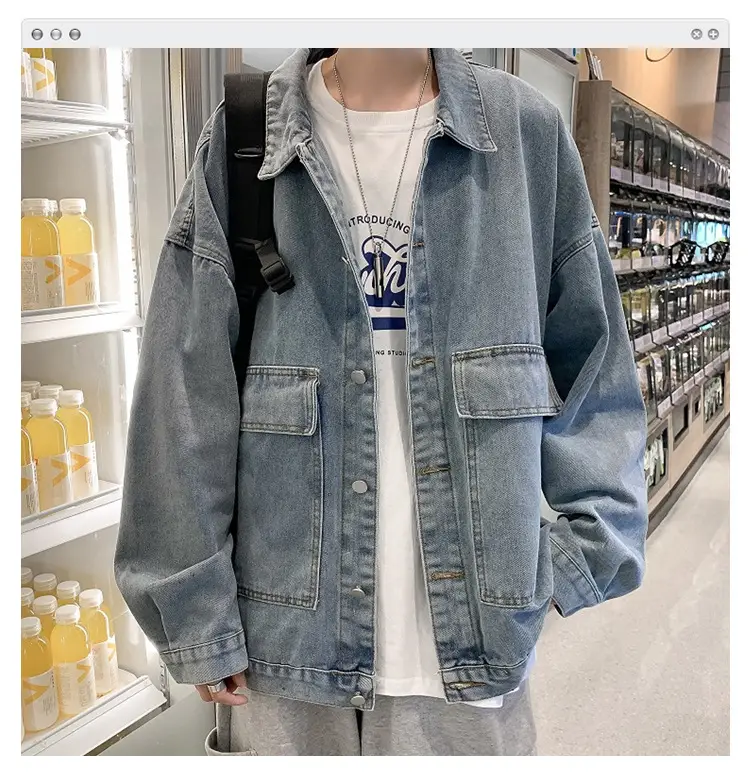 Men's 2020 Denim Jacket Baseball Style Loose All-match Casual — feature 1