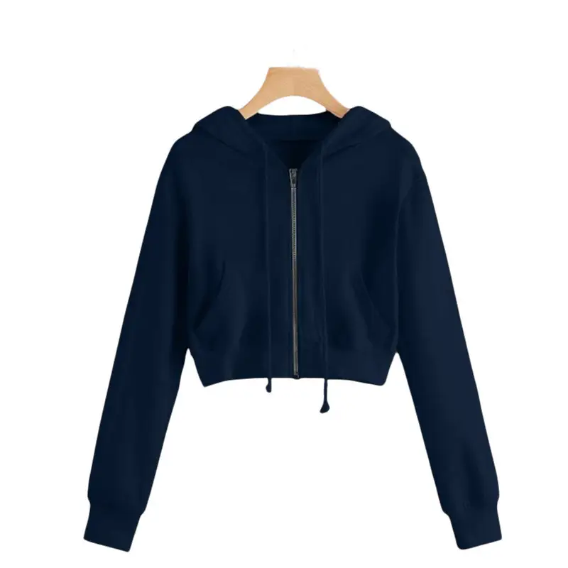Women Maroon Zipper Hoodie Long Sleeve Winter - Image 5